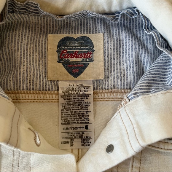 Vintage Carhartt White Denim Jean Jacket - Size Extra Small (XS) - Picture 10 of 13